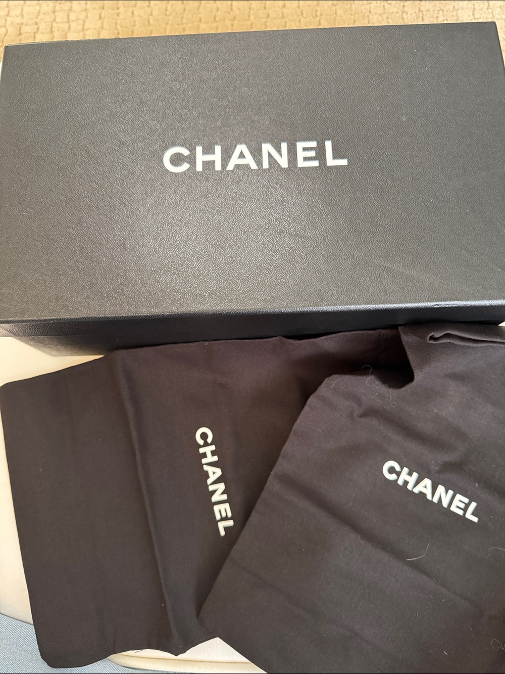 Chanel Aged Calfskin Quilted Cap Toe Ballerina Flats Black NIB 36.5 - Picture 8 of 8